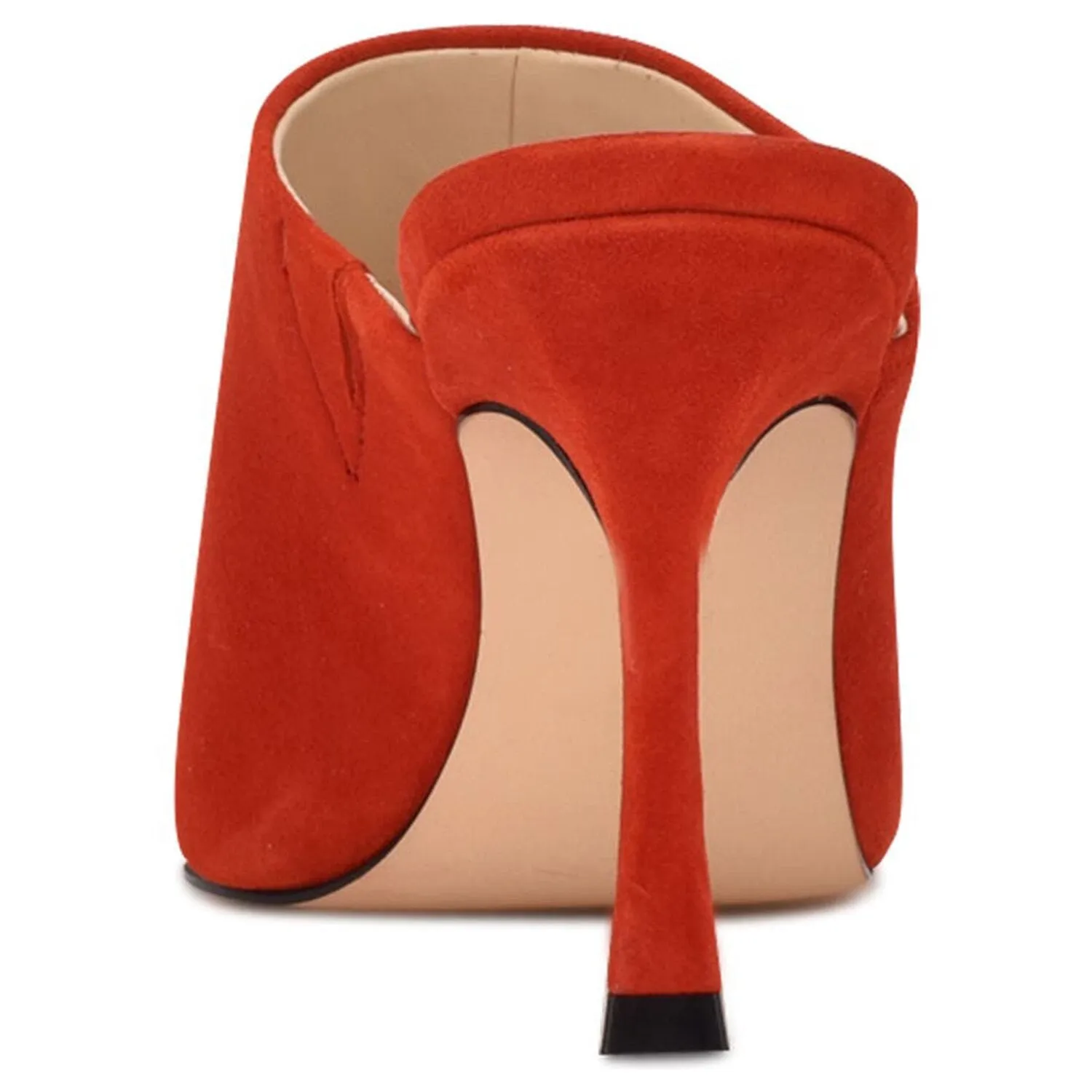 RED POINTED TOE WOMEN MULES HIGH THIN HEELS SLIPPERS SUMMER CASUAL DRESS OFFICE LADIES OUTSIDE SHOES LARGE SIZE 41 42 FOWT