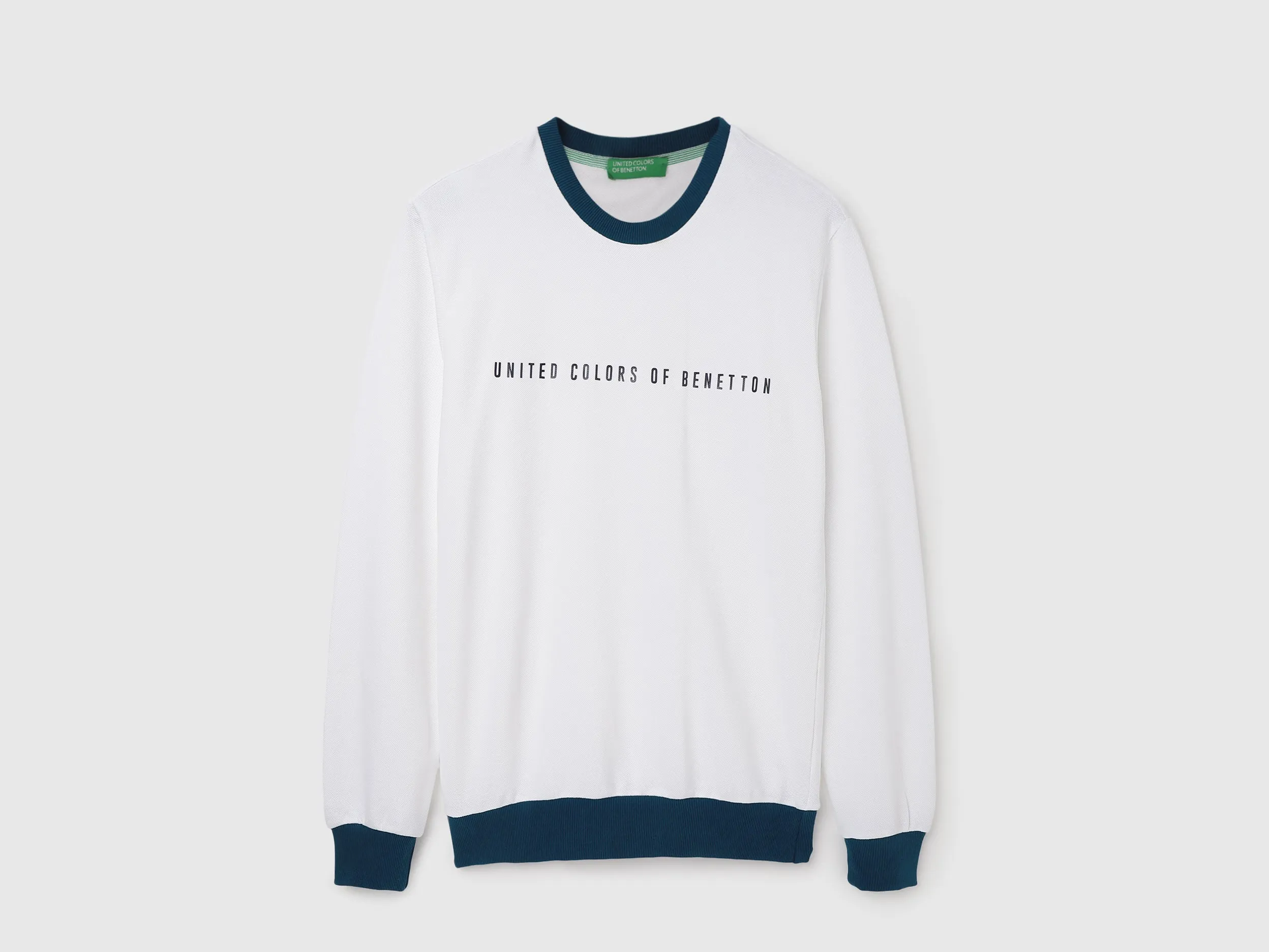 Regular Fit Round Neck Contrast Rib Branded Sweatshirt