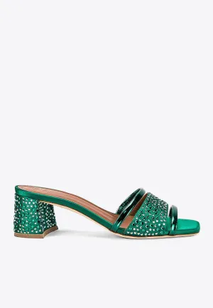 Rosa 45 Crystal Embellished Satin Mules