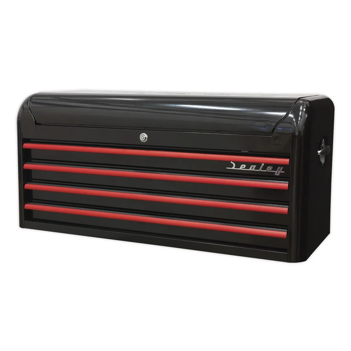 Sealey Premier Topchest 4 Drawer Wide Retro Style - Black with Red Anodised Drawer Pulls