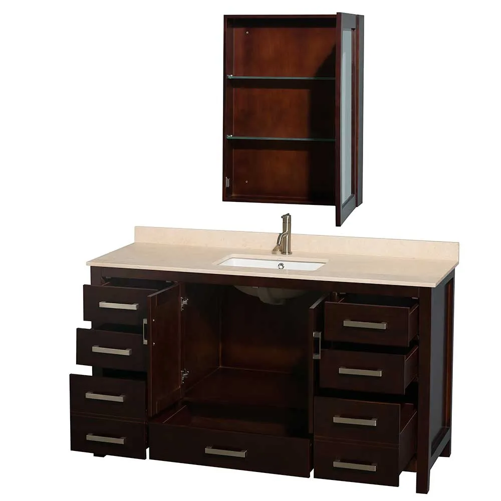 Sheffield 60 Inch Single Bathroom Vanity in Espresso