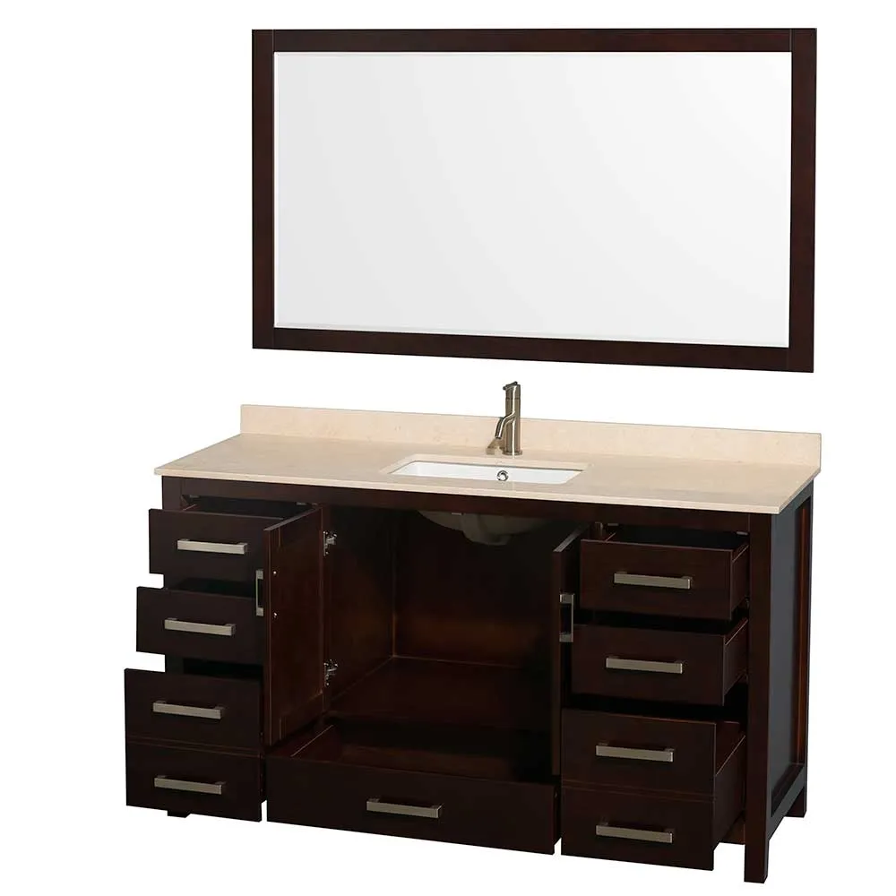 Sheffield 60 Inch Single Bathroom Vanity in Espresso