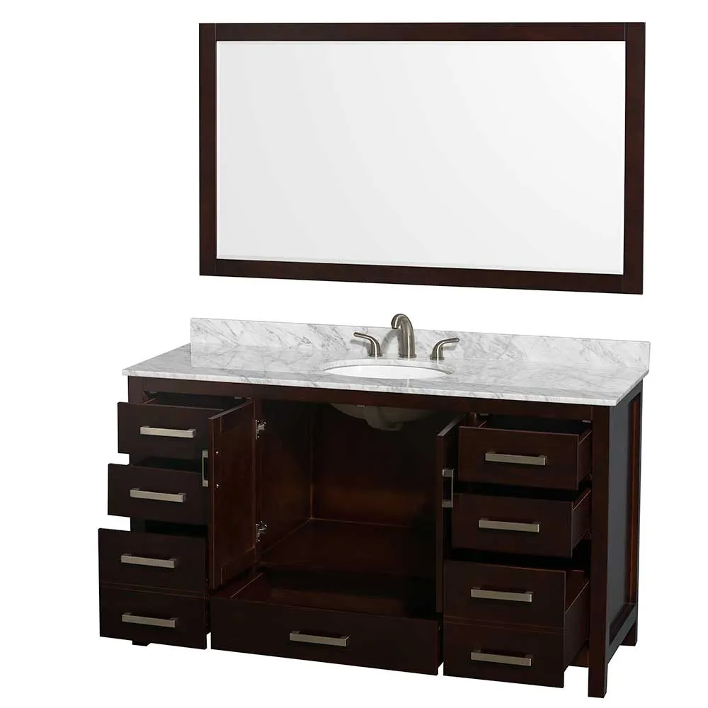Sheffield 60 Inch Single Bathroom Vanity in Espresso