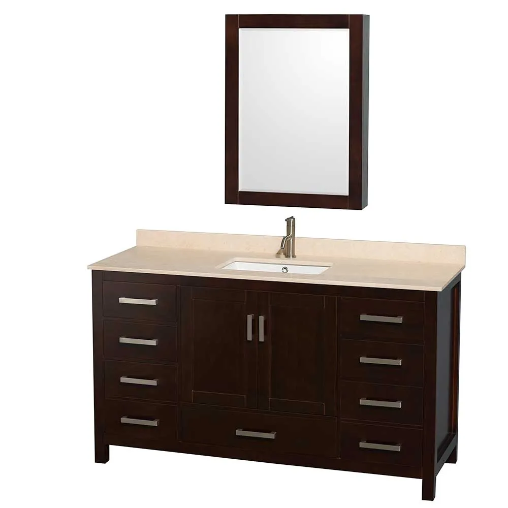 Sheffield 60 Inch Single Bathroom Vanity in Espresso