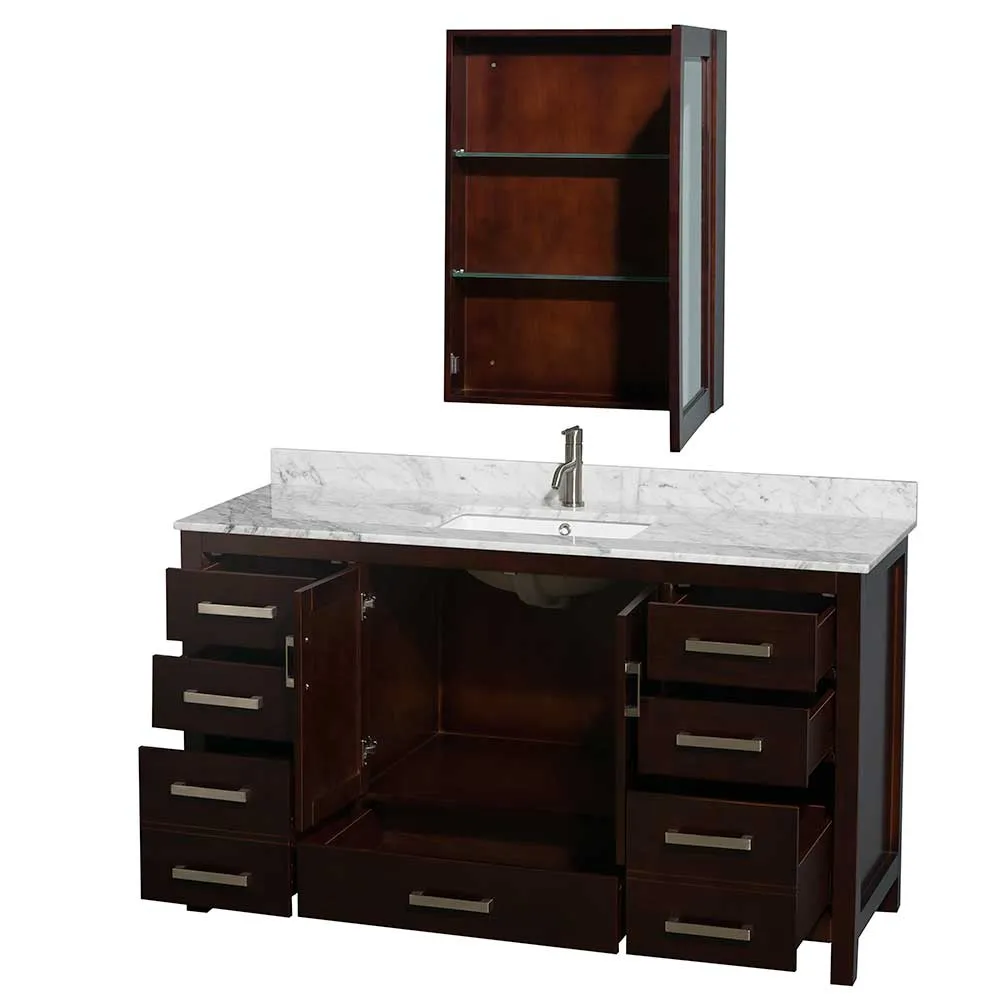 Sheffield 60 Inch Single Bathroom Vanity in Espresso