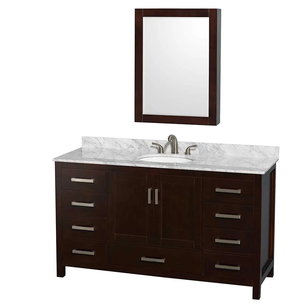 Sheffield 60 Inch Single Bathroom Vanity in Espresso