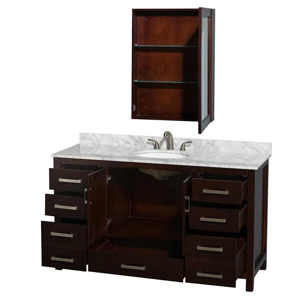 Sheffield 60 Inch Single Bathroom Vanity in Espresso