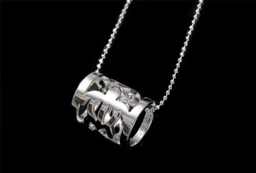 SILVER 925 HAWAIIAN 3 CUT OUT HONU TURTLE BARREL TUBE SLIDE PENDANT HEAVY