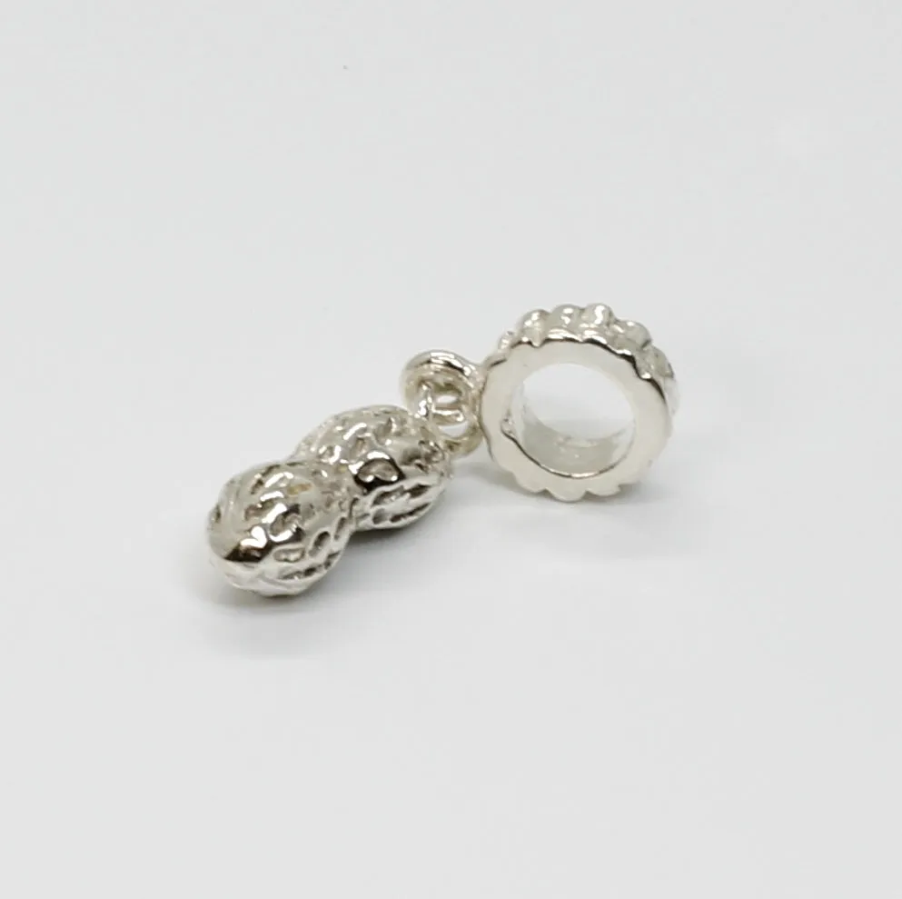 Silver Peanut Slide Charm made in 925 Sterling Silver for her slide bracelet