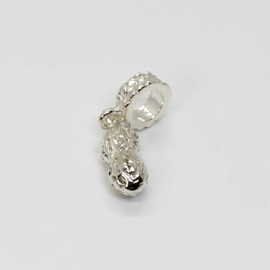 Silver Peanut Slide Charm made in 925 Sterling Silver for her slide bracelet