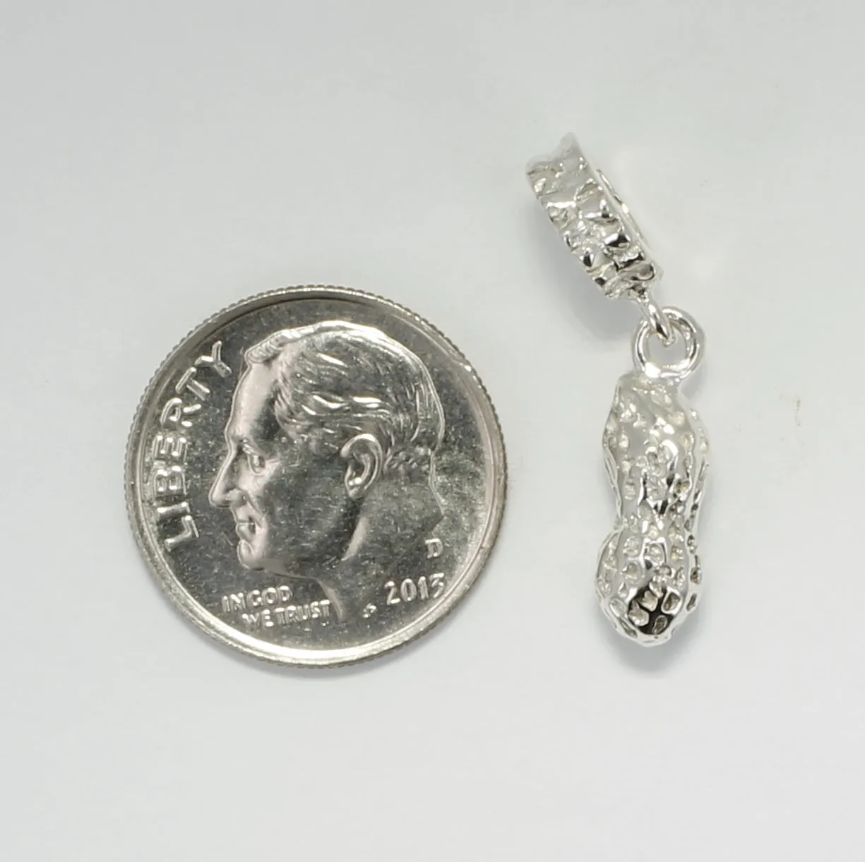 Silver Peanut Slide Charm made in 925 Sterling Silver for her slide bracelet