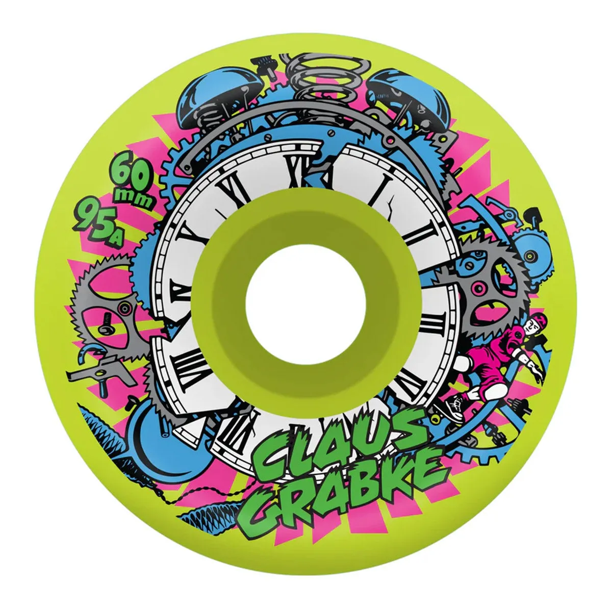 Slime Balls - Grabke Exploding Clock Neon Green 60MM 95A Skateboard Wheels