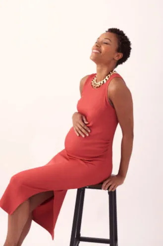 Slinky rib body-con maternity dress