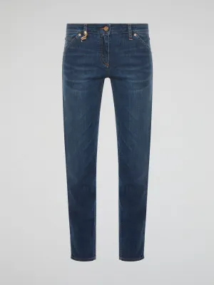 Snake Embellished Skinny Jeans