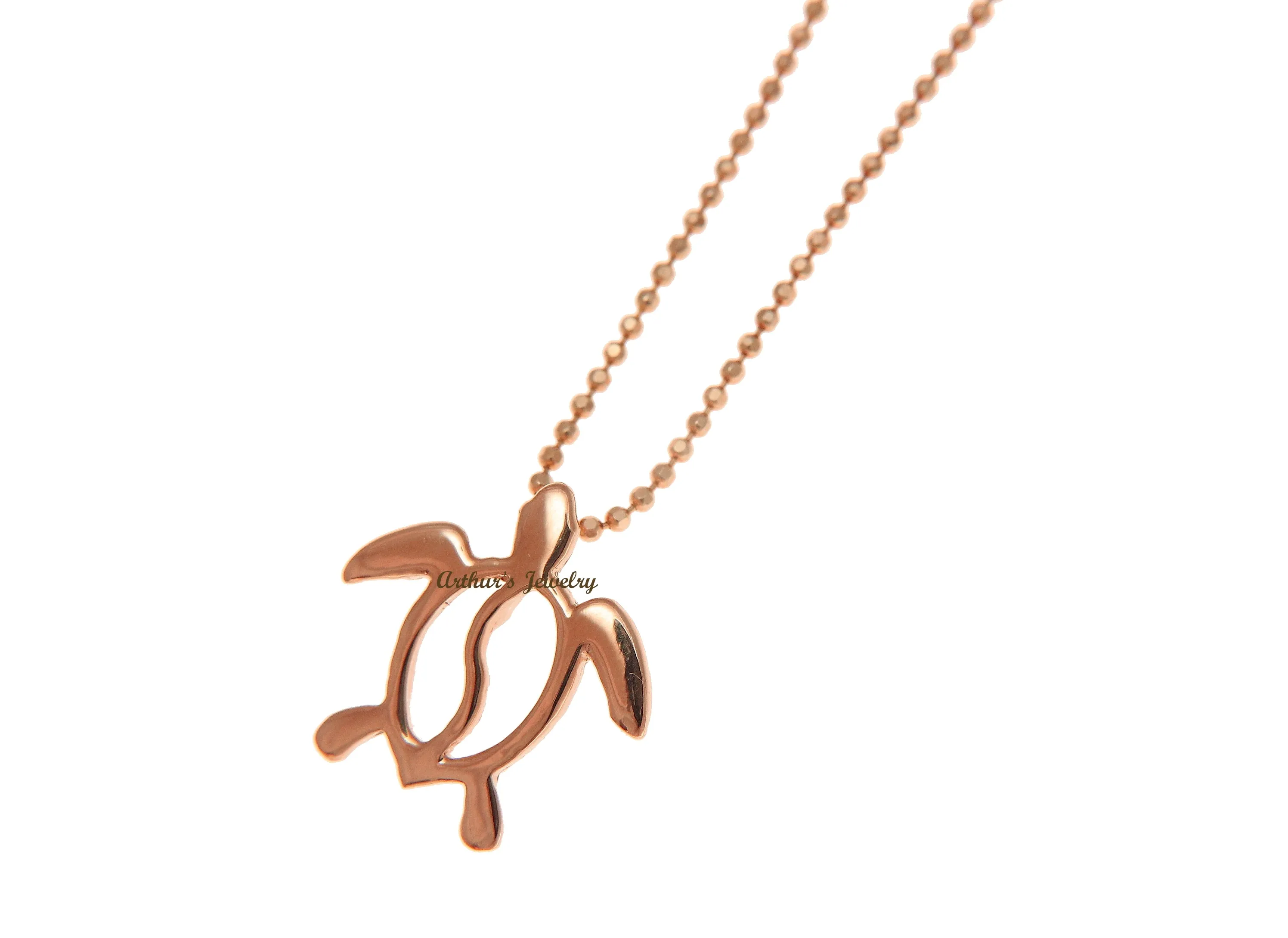SOLID 14K ROSE GOLD HAWAIIAN HONU TURTLE SLIDE PENDANT 16MM