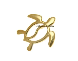 SOLID 14K YELLOW GOLD HAWAIIAN HONU TURTLE SLIDE PENDANT 16MM