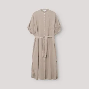 SoSUE Cowboy Button Linen Dress in Mud