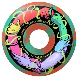 Spitfire Formula Four Skate Like A Girl Class Wheels Teal Coral 99D 53mm