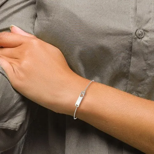 Sterling Silver Small ID Bar Plate with Heart Adjustable Bolo Bracelet