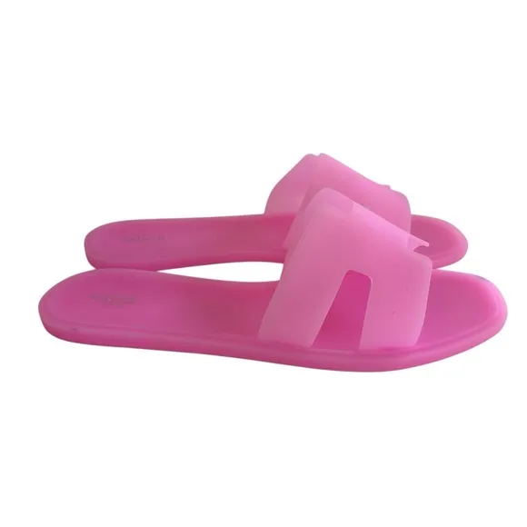 Steven New York Pink Plastic Slides Sz 8