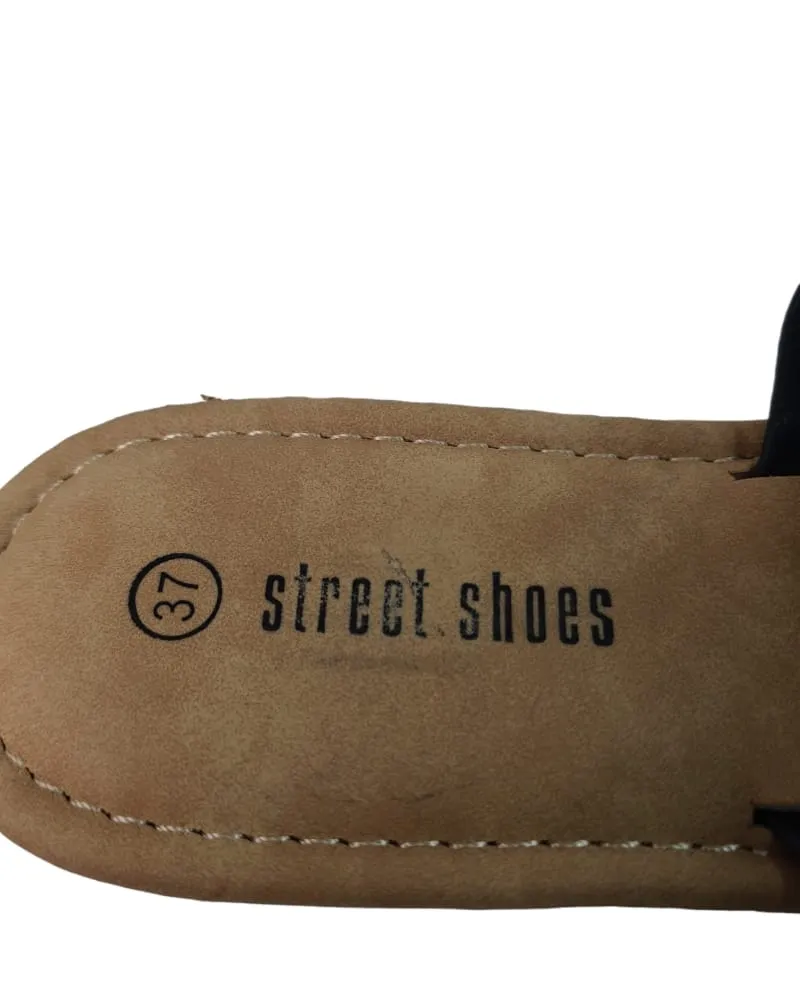 Street Shoes Black/Brown Flat Sandal ( 37 )
