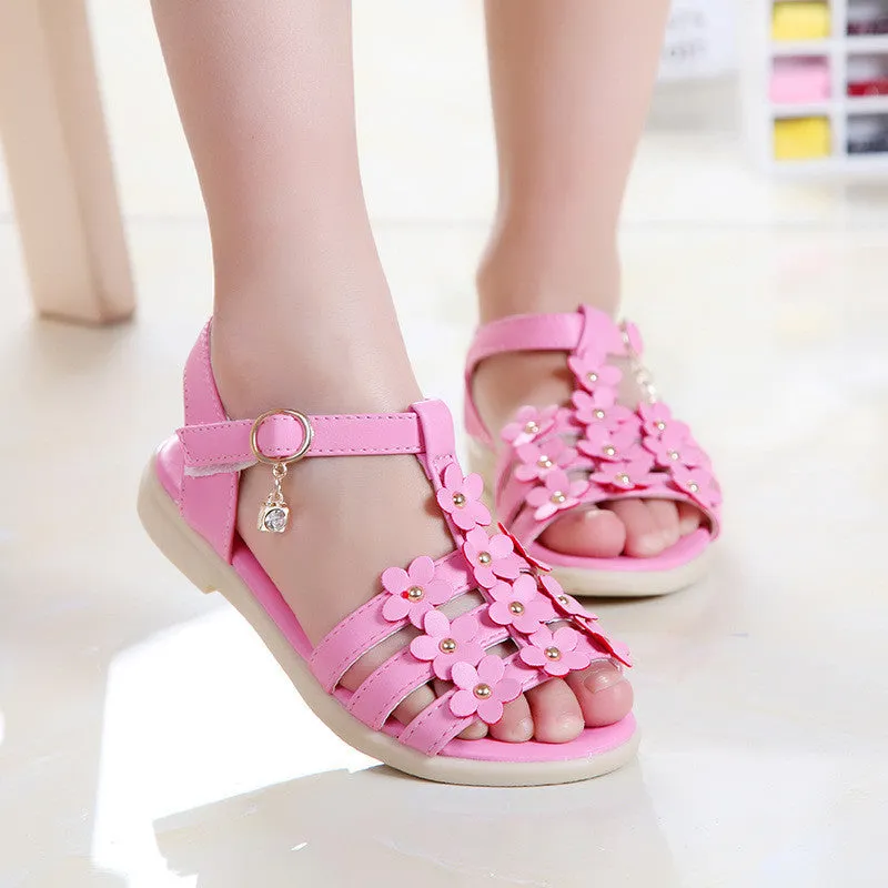Summer style children sandals Girls princess beautiful flower shoes kids flat Sandals baby Shoes tide sneakers