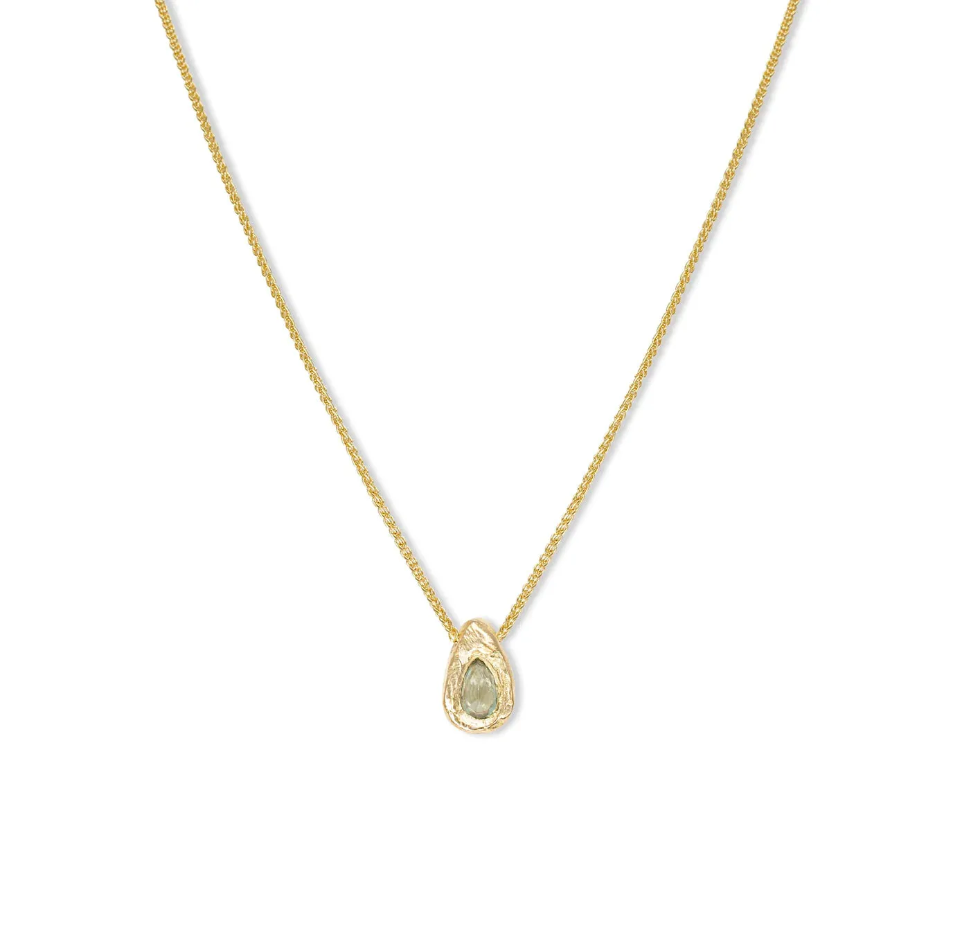 teardrop slider necklace - green sapphire