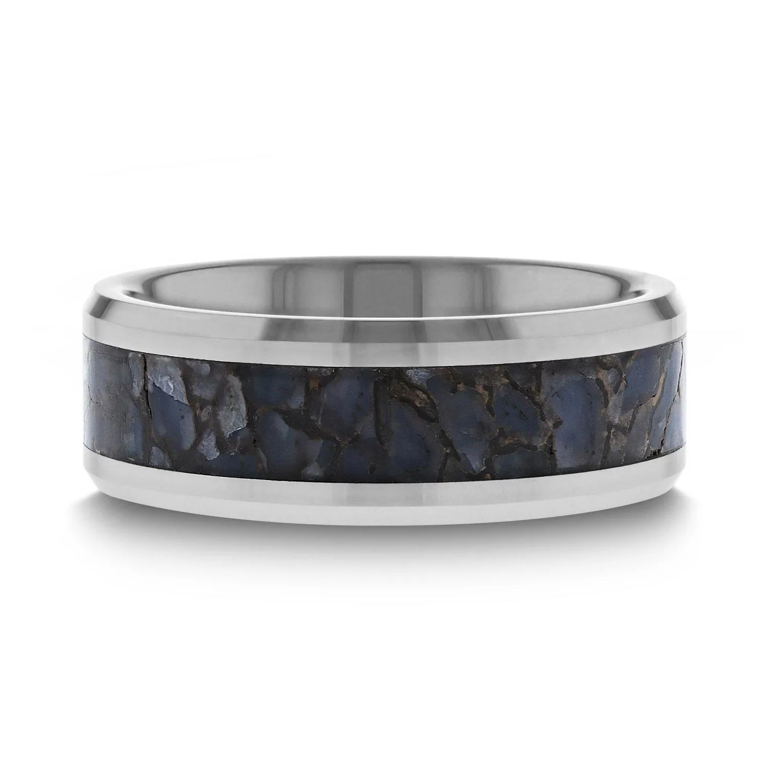 Thorsten DEVONIAN Blue Dinosaur Bone Inlaid Tungsten Carbide Ring - 4mm or 8mm