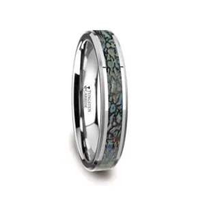Thorsten DEVONIAN Blue Dinosaur Bone Inlaid Tungsten Carbide Ring - 4mm or 8mm