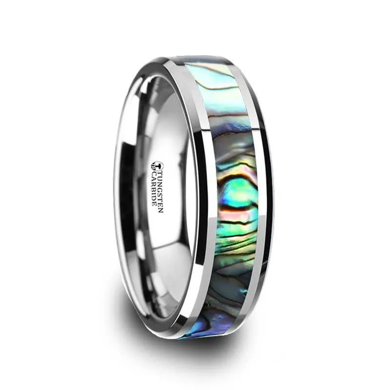 Thorsten MAUI Tungsten Wedding Band with Mother of Pearl Inlay - 4mm - 10mm