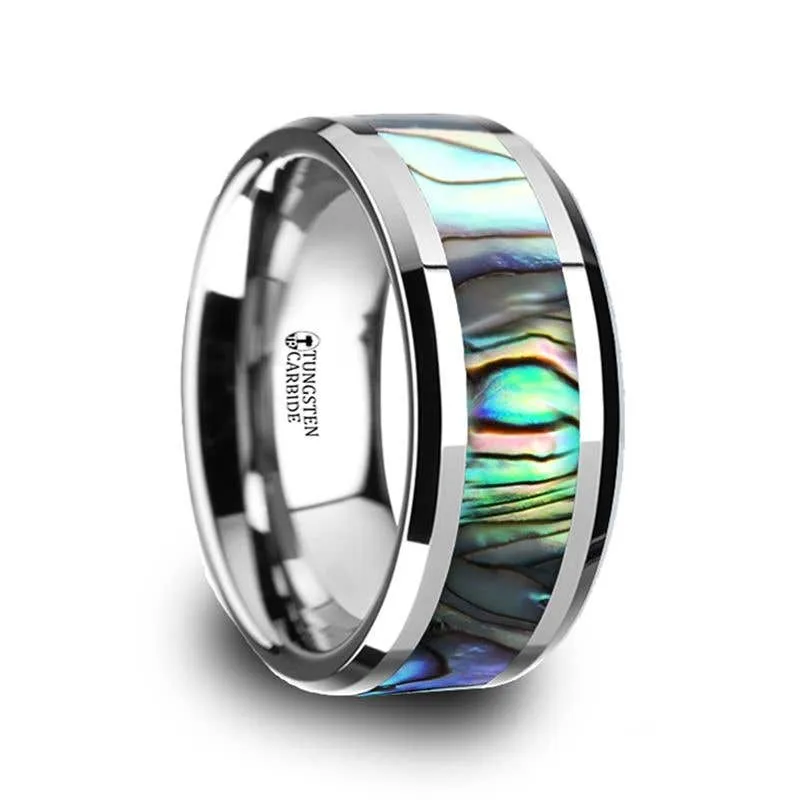 Thorsten MAUI Tungsten Wedding Band with Mother of Pearl Inlay - 4mm - 10mm