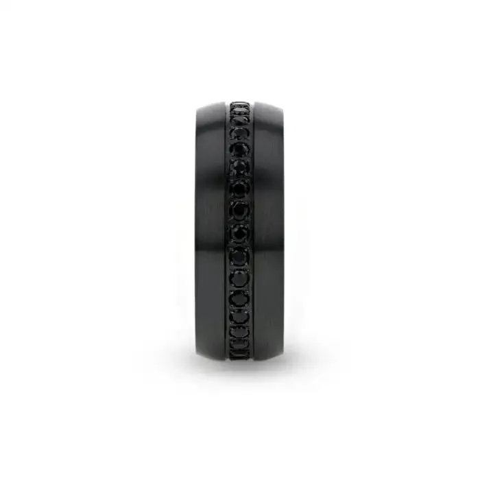 Thorsten TALON Black Titanium Ring with Black Sapphires - 6mm or 8mm