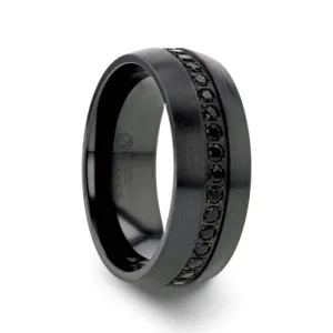 Thorsten TALON Black Titanium Ring with Black Sapphires - 6mm or 8mm