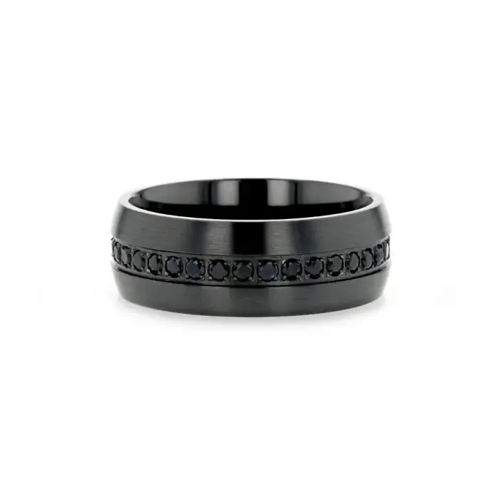 Thorsten TALON Black Titanium Ring with Black Sapphires - 6mm or 8mm