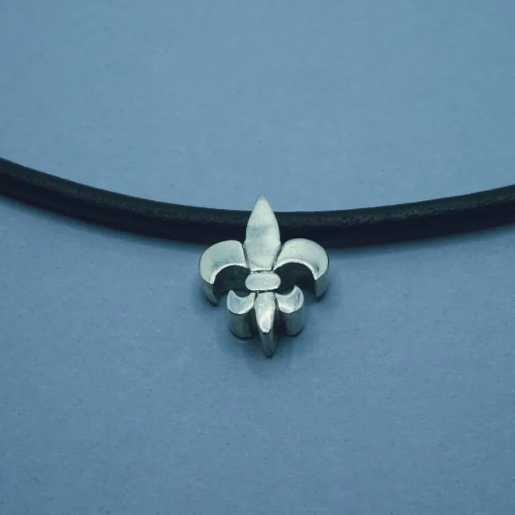 Tim & Mabel Royal Fleur de Lis Leather Cord Necklace