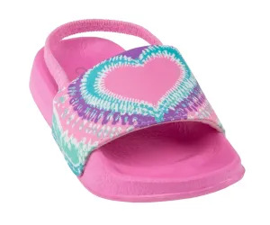 Toddler Girls Heart Tie Dye Printed Slide with Elastic Backstrap
