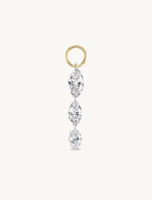 Triple Marquise Pierced Diamond Charm for Huggies