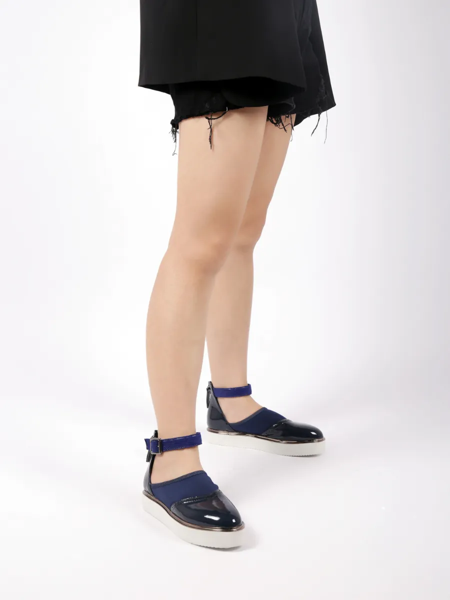 Tulip Ankle Strap Navy Oxford Sandal
