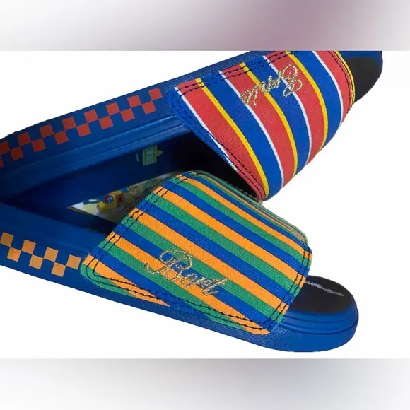 Vans Sesame Street Bert Ernie Slides Blue La Costa Sandal Men’s Checkered Unisex