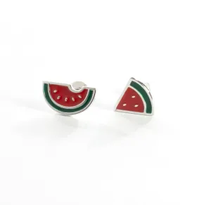 Watermelon stud earrings - Silver - Girls & Teens