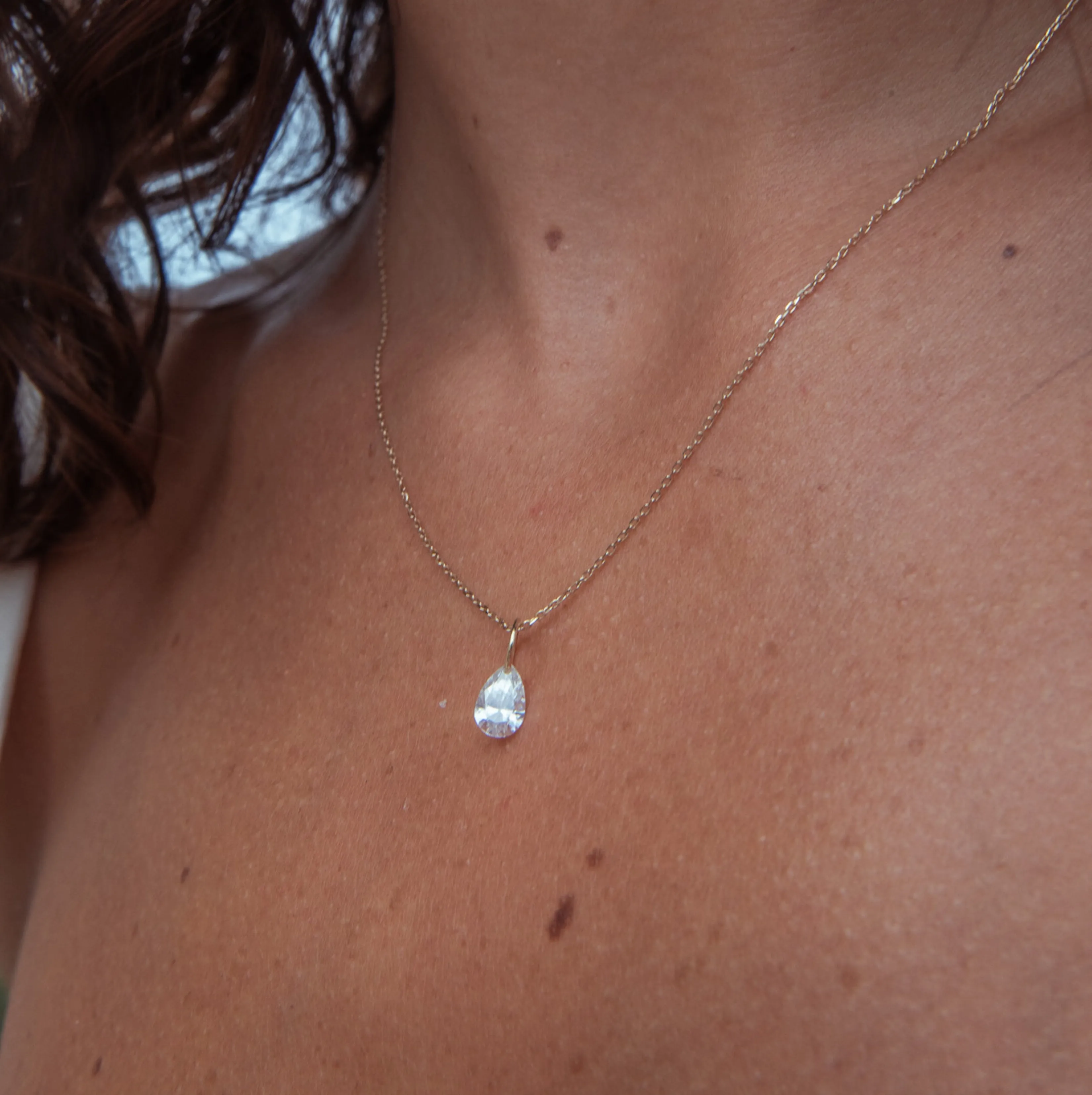 XL Pear Pierced Diamond Charm for Chains